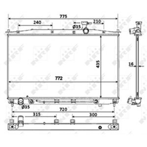 NRF 53943 Mootori radiaator sobib: HYUNDAI SANTA FÉ II 2.2D/2.7 03.06 12.12