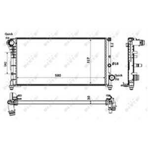 NRF 58237 Mootori radiaator (Manuaalne) sobib: FIAT PANDA 1.1 1.4CNG 09.03 