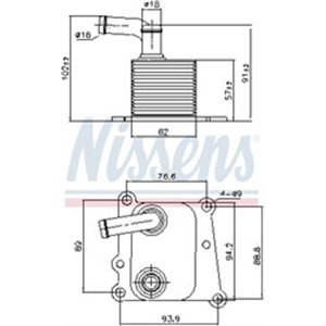 NISSENS 90776 - Oil radiator fits: FORD FIESTA IV, FIESTA/MINIVAN, FOCUS I, S-MAX, TOURNEO CONNECT, TRANSIT CONNECT 1.8D 08.98-1