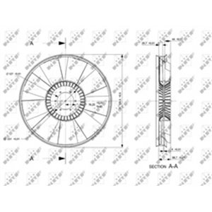 NRF 49826 - Radiator fun (diameter 705 mm, number of blades 9) fits: MAN E2000, EL, F2000, F90, F90 UNTERFLUR, HELICON, HOCL, LI