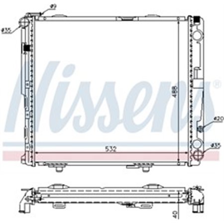 NIS 62696A Mootori radiaator sobib: MERCEDES E (W124), E T MODEL (S124) 2.5D