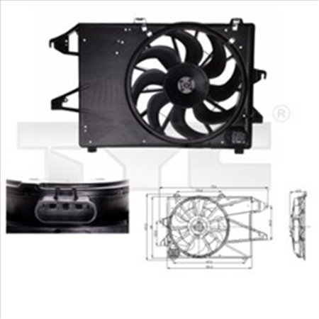 TYC 810-0008 - Radiator fan (with housing) fits: FORD MONDEO II, MONDEO III 1.6-2.0D 08.96-03.07