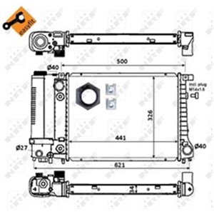 NRF 51356 Mootori radiaator (lihtsalt paigaldatav) sobib: BMW 3 (E30), 5 (E