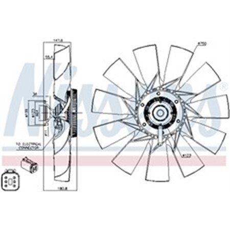 NISSENS 86131 - Fan clutch (with fan, 750mm, number of blades 11, number of pins 6) fits: SCANIA P,G,R,T DC13.05-DC13.147 04.04-