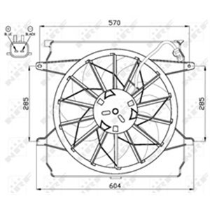 NRF 47529 - Radiator fan (with housing) fits: JEEP CHEROKEE 2.4/3.7 09.01-01.08