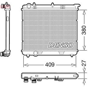 DENSO DRM21024 - Engine radiator fits: DS DS 3; CITROEN C2, C3 I, C3 II, C3 III, C3 PLURIEL, C4 CACTUS, DS3; PEUGEOT 1007, 206, 