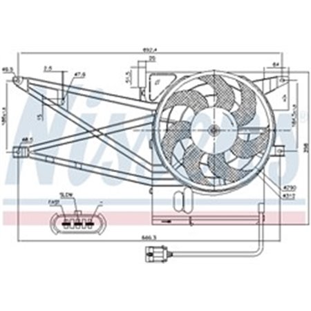 NIS 85017 Radiaatori ventilaator (korpusega) sobib: OPEL VECTRA B 1.6 2.5 0