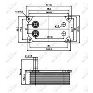 NRF 31071 - Oil cooler (with seal) fits: FORD MONDEO III, TRANSIT 2.0D/2.2D/2.4D 01.00-03.07