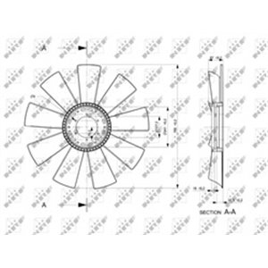 NRF 49854 - Radiator fun (diameter 750 mm, number of blades 9) fits: SCANIA 4 DC11.01-DSC11.79 05.96-04.08