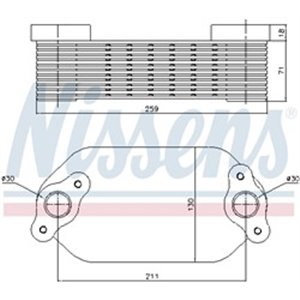 NIS 91138 Oil cooler (130x86x268mm) fits: MERCEDES ACTROS MP4 / MP5, ANTOS,