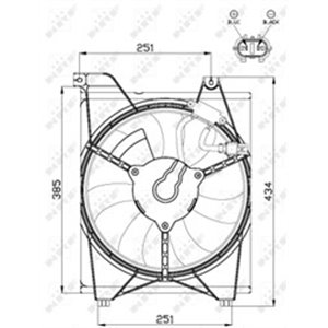 NRF 47515 - Radiator fan (with housing) fits: KIA RIO II 1.4/1.6 03.05-12.11