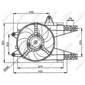 NRF 47038 - Radiator fan (with housing) fits: FIAT PUNTO; LANCIA Y 1.1/1.2 09.93-09.03