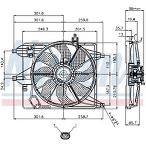 NISSENS 85252 - Radiator fan (with housing) fits: NISSAN KUBISTAR; RENAULT CLIO II, KANGOO, KANGOO BE BOP, KANGOO EXPRESS, KANGO