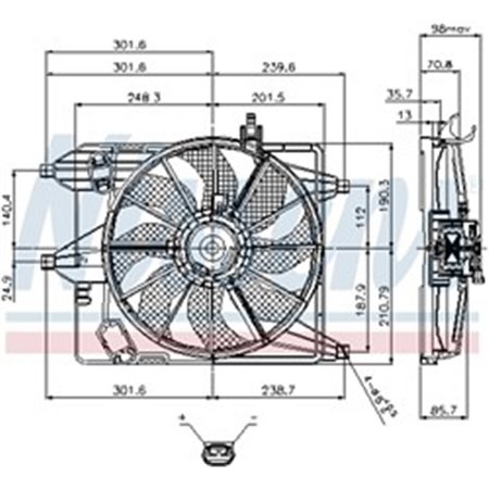 NIS 85252 Radiaatori ventilaator (korpusega) sobib: NISSAN KUBISTAR RENAUL