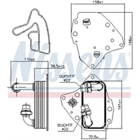 90996 Öljynjäähdytin, moottoriöljy NISSENS