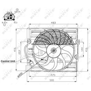 NRF 47481 Radiaatori ventilaator (korpusega) sobib: BMW 7 (E38), Z8 (E52) 2