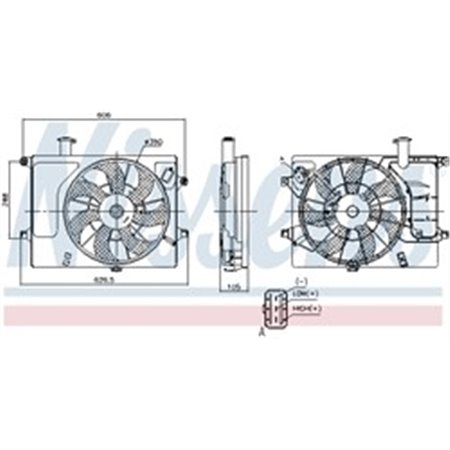 NISSENS 85897 - Radiator fan (with housing) fits: HYUNDAI ELANTRA V, I30 KIA CEE'D, CERATO III, PRO CEE'D 1.4-2.0 09.10-