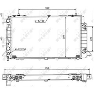 NRF 50528 Mootori radiaator sobib: AUDI 80 B4, COUPE B3 1.9D/2.0 05.89 12.9