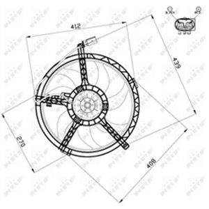 NRF 47509 Radiaatori ventilaator (korpusega) sobib: MINI (R56), (R57), (R58