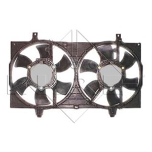 NRF 47304 - Radiator fan (with housing) fits: NISSAN ALMERA II, ALMERA TINO, PRIMERA 1.5-2.2D 01.00-10.08