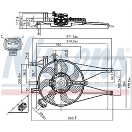 NISSENS 85435 - Radiator fan (with housing) fits: FIAT PALIO, SIENA 1.2/1.3/1.4 07.97-