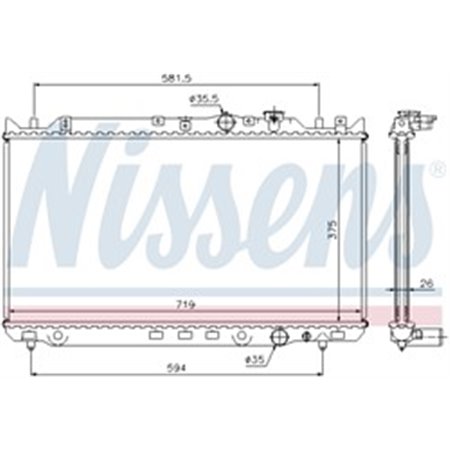 62482A Radiator, engine cooling NISSENS