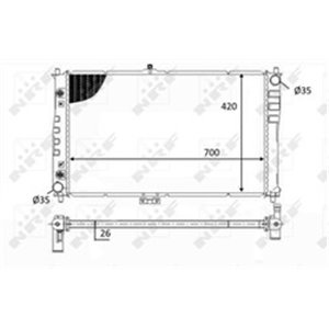 NRF 59019 Mootori radiaator sobib: KIA CARNIVAL I, CARNIVAL II 2.9D 08.99 0