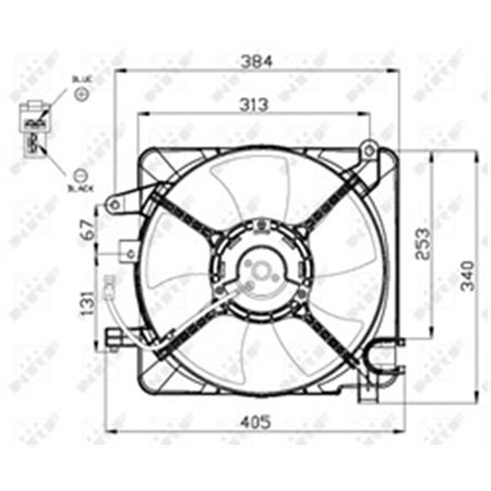 NRF 47449 - Radiator fan (with housing) fits: CHEVROLET MATIZ, SPARK 0.8-1.0LPG 03.05-