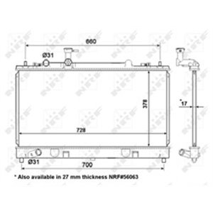 NRF 53412 Mootori radiaator sobib: MAZDA 6 1.8/2.0/2.3 01.02 02.08