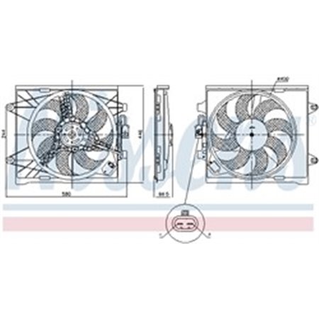NIS 85921 Radiaatori ventilaator (korpusega) sobib: FIAT PANDA 0.9 1.3D 02.