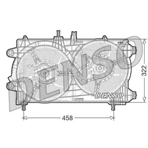 DENSO DER13008 - Radiator fan (with housing) fits: LANCIA MUSA 1.6D 07.08-09.12