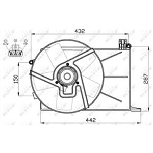 NRF 47459 - Radiator fan (with housing) fits: OPEL COMBO/MINIVAN, CORSA B 1.4/1.5D/1.7D 03.93-12.02