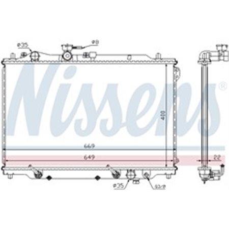 NISSENS 62444A - Motorkylare (med första monteringselement) passar: MAZDA 626 III 1.8/2.0/2.2 09.87-09.97