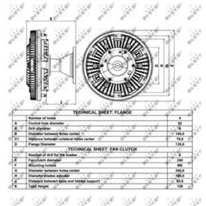 NRF 49044 - Fan clutch fits: IVECO EUROSTAR, EUROTECH MH, EUROTECH MP, EUROTECH MT, EUROTRAKKER 8210.42K(TCA)-F3BE0681G 01.92-