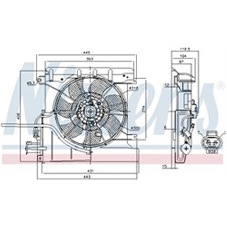 NISSENS 85939 - Radiator fan (with housing) fits: CITROEN C1, C1 II PEUGEOT 107, 108 TOYOTA AYGO 1.0/1.2 06.05-