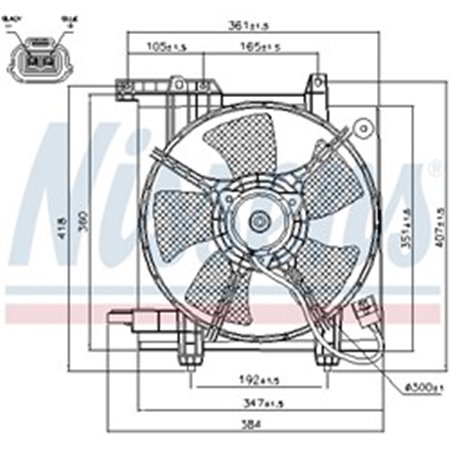 NISSENS 85493 - Radiator fan (with housing) fits: SUBARU LEGACY III, OUTBACK 2.0/2.5 10.98-08.03