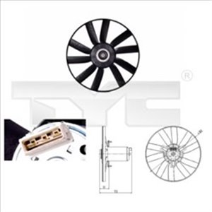 TYC 831-0002 - Radiator fan fits: SEAT TOLEDO I; VW PASSAT B3/B4 1.6-2.8 08.88-03.99