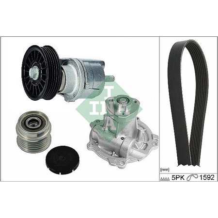 INA 529 0162 30 - Multi-V-Belt kit (rolls and water pump) (with water pump) AUDI A4 B5, A6 C5 VW PASSAT B5 1.9D/1.9DH 01.95-09.
