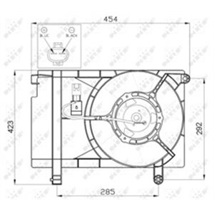 NRF 47471 - Radiator fan (with housing) fits: CHEVROLET AVEO / KALOS; CITROEN BERLINGO/MINIVAN; DAEWOO KALOS, NUBIRA 1.2-1.9D 07