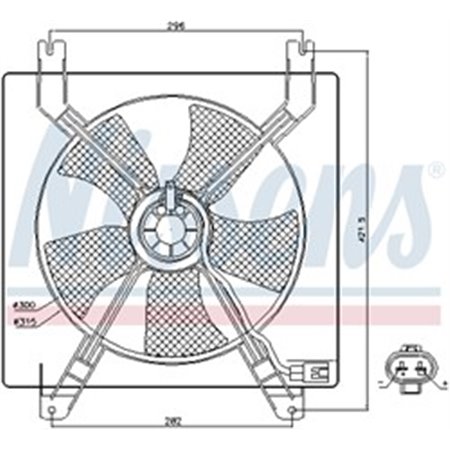 NISSENS 85355 - Radiator fan (with housing) fits: CHEVROLET LACETTI, NUBIRA DAEWOO LACETTI, NUBIRA 1.4/1.6 07.03-