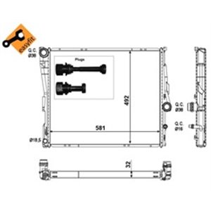 NRF 53117 Mootori radiaator (lihtsalt paigaldatav) sobib: BMW X3 (E83) 2.5/