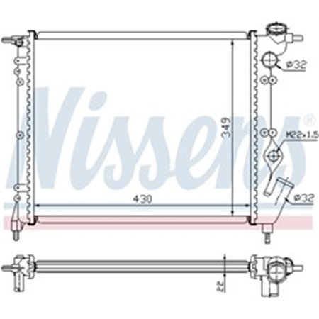 NISSENS 63931 - Engine radiator (Manual) fits: RENAULT 19 I, 19 II, 19 II CHAMADE 1.4 01.89-12.95