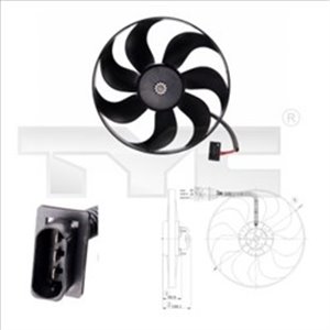 TYC 802-0009 - Radiator fan fits: AUDI A3, TT; SEAT AROSA, CORDOBA, IBIZA III, LEON, TOLEDO II; SKODA FABIA I, FABIA I PRAKTIK, 