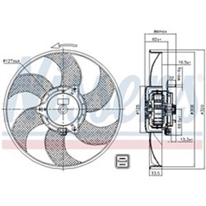 NISSENS 85705 - Radiator fan fits: CITROEN BERLINGO, BERLINGO/MINIVAN, XSARA, ZX; PEUGEOT 306, PARTNER, PARTNER/MINIVAN 1.1-2.0 