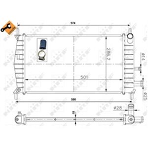 NRF 50131 Mootori radiaator (lihtsalt paigaldatav) sobib: FORD FIESTA III, 