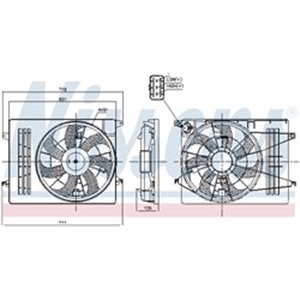 NISSENS 850006 - Radiator fan (with housing) fits: HYUNDAI IX35; KIA SPORTAGE III 1.6/2.0 07.10-