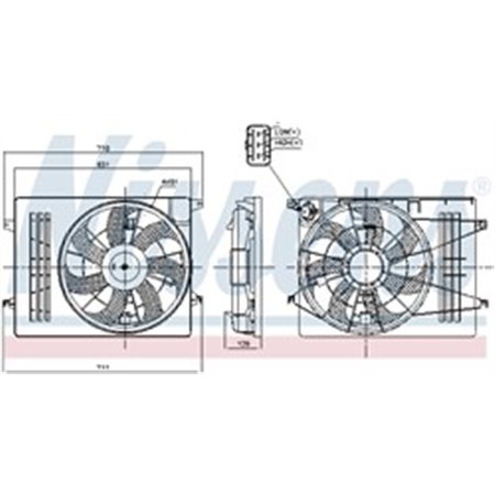 NISSENS 850006 - Radiator fan (with housing) fits: HYUNDAI IX35 KIA SPORTAGE III 1.6/2.0 07.10-