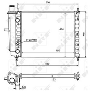 NRF 58016 Mootori radiaator sobib: FIAT BRAVA, BRAVO I, MAREA 1.2 1.6CNG 10