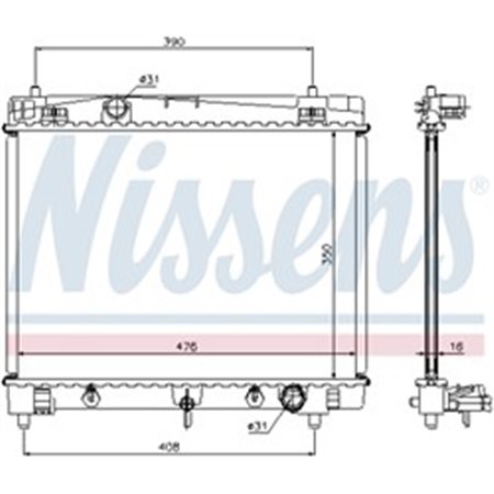 NISSENS 64682 - Engine radiator fits: TOYOTA YARIS, YARIS / VIOS 1.0/1.3/1.5 08.05-12.14