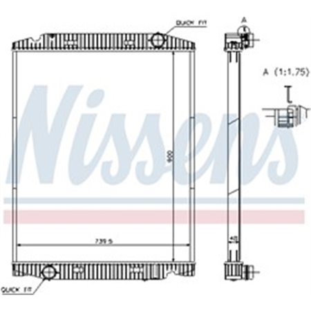 NIS 63331A Mootoriradiaator (bez ramy) IVECO STRALIS F2CFE611A F3GFE611D 03.